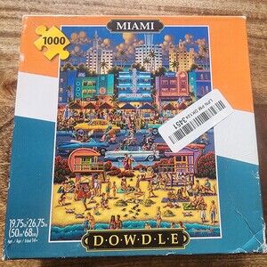 Dowdle Miami 1000 Piece Jigsaw Puzzle Multi-Color Beach City Art 19.75x26.75